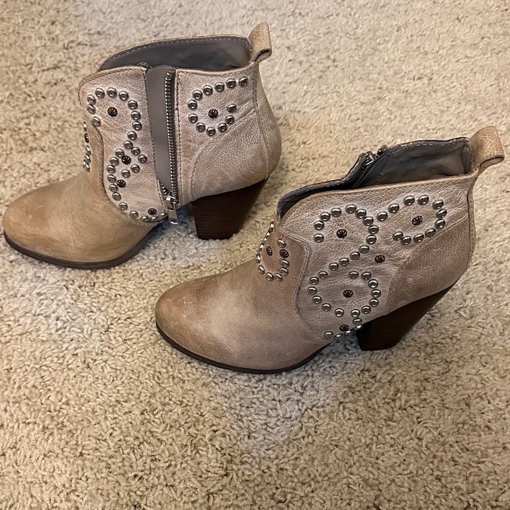 Steve Madden Taupe Studded Ankle Booties